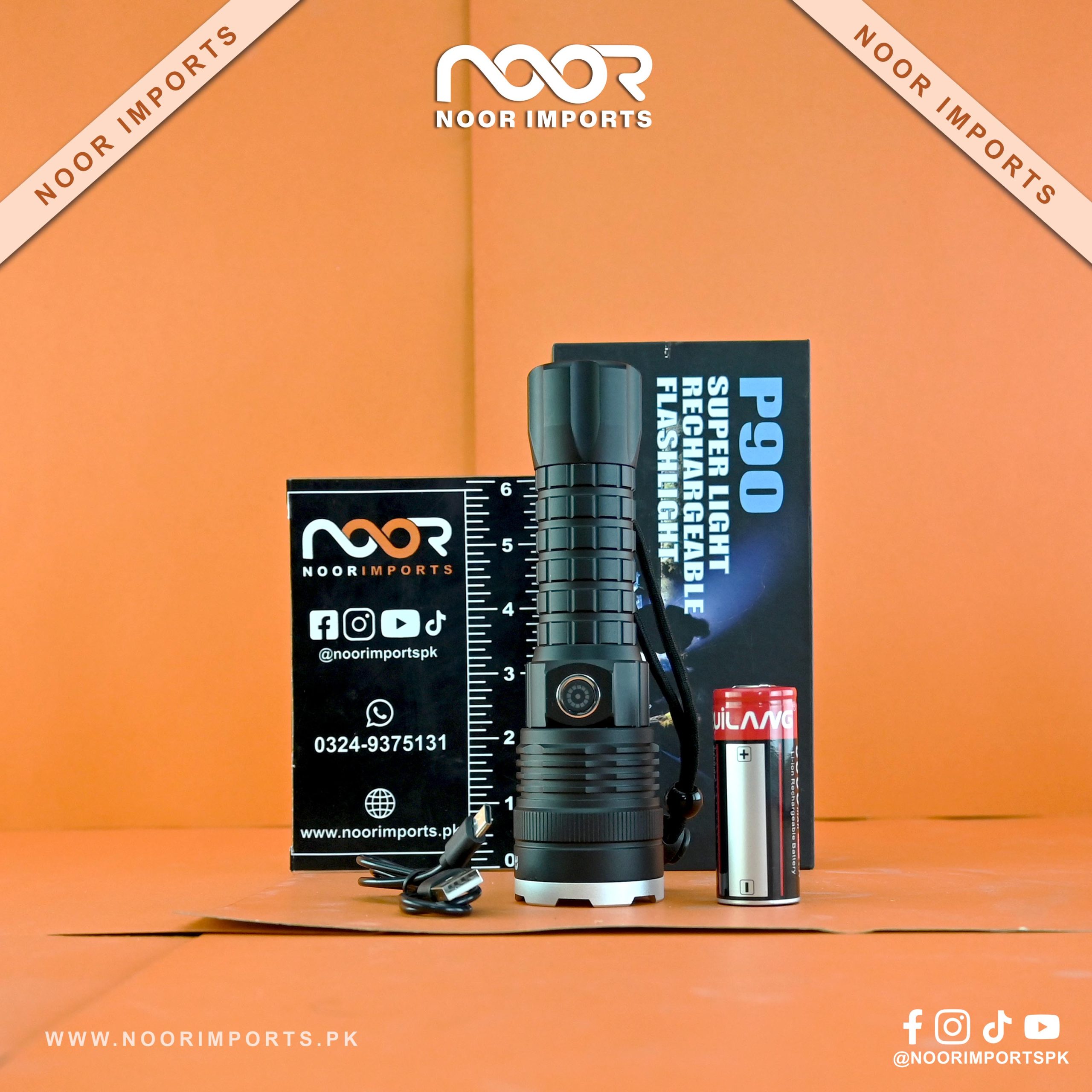 3 Super Light Rechargeable Flashlight Model: P90 - Image 1