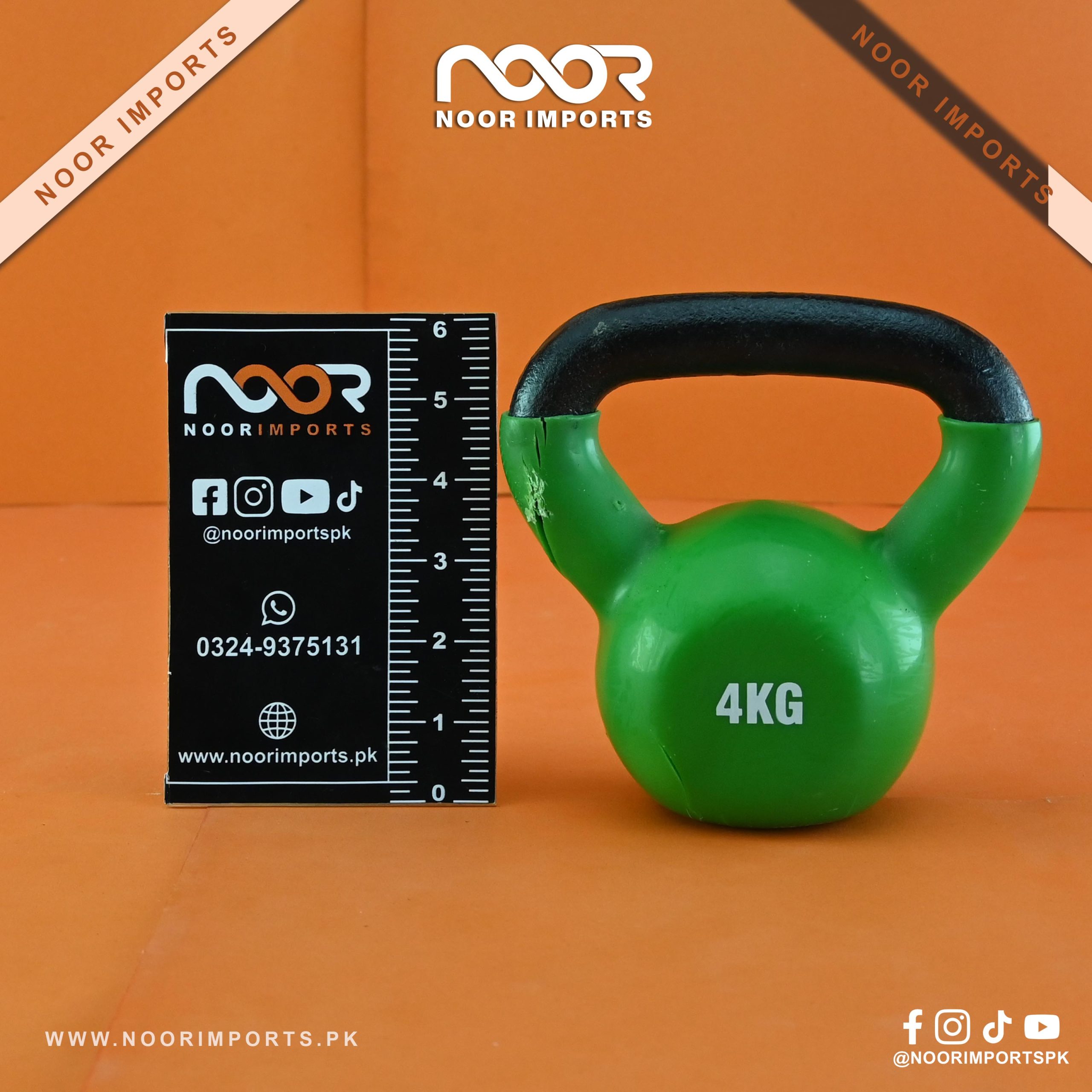 1 Fitness 1 Pc of 4 kg Cast Iron Vinyl Coated Kettlebell Non-Toxic Vinyl Coated Green Color - Image 1