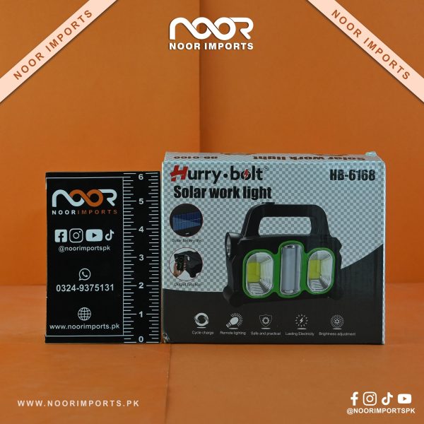 Hurry Bolt HB-6168 Solar LED Work Light Rechargeable Floodlight | Noor Imports
