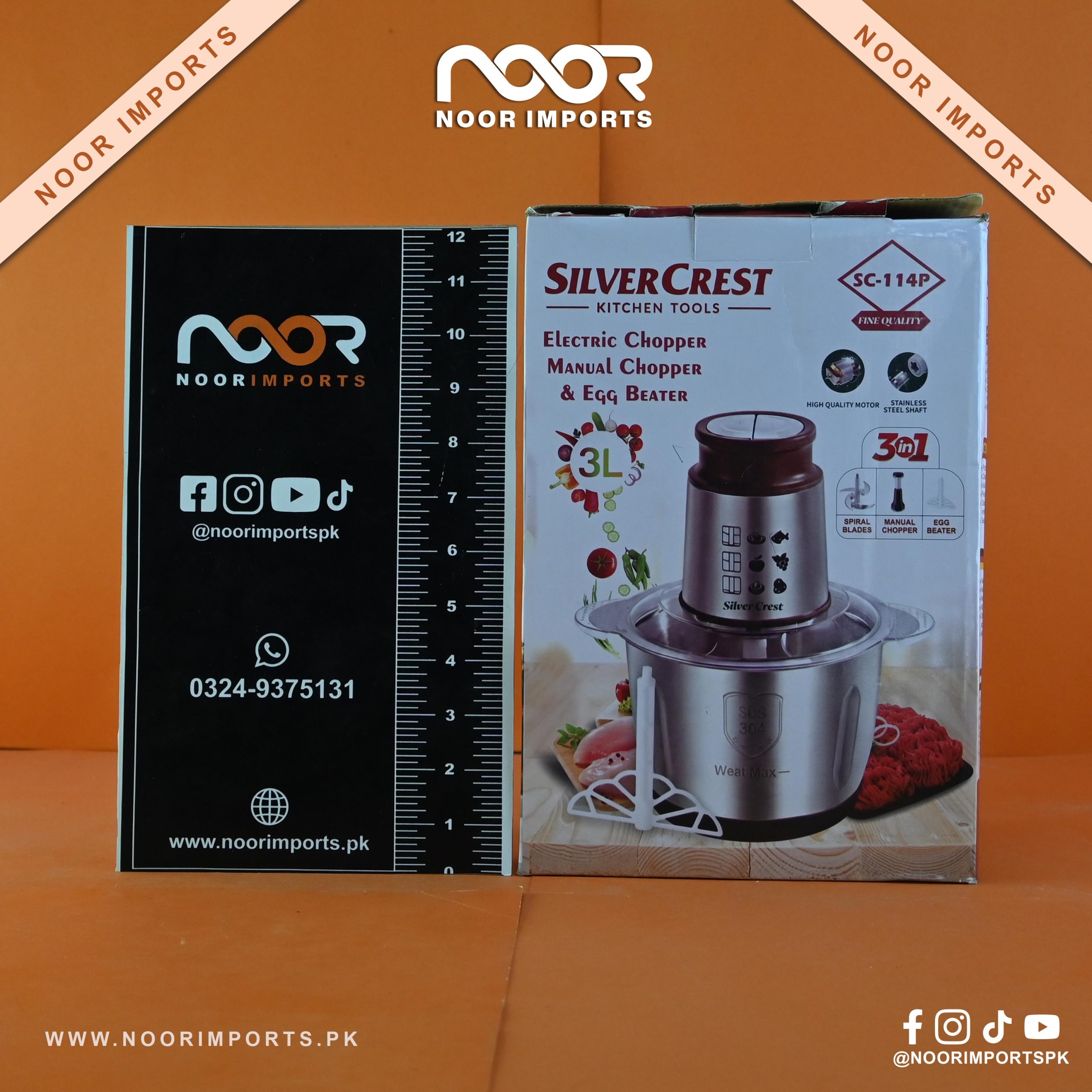 1 Silver Crest SC-114P 3-in-1 Electric Chopper, Manual Chopper & Egg Beater | Noor Imports - Image 1