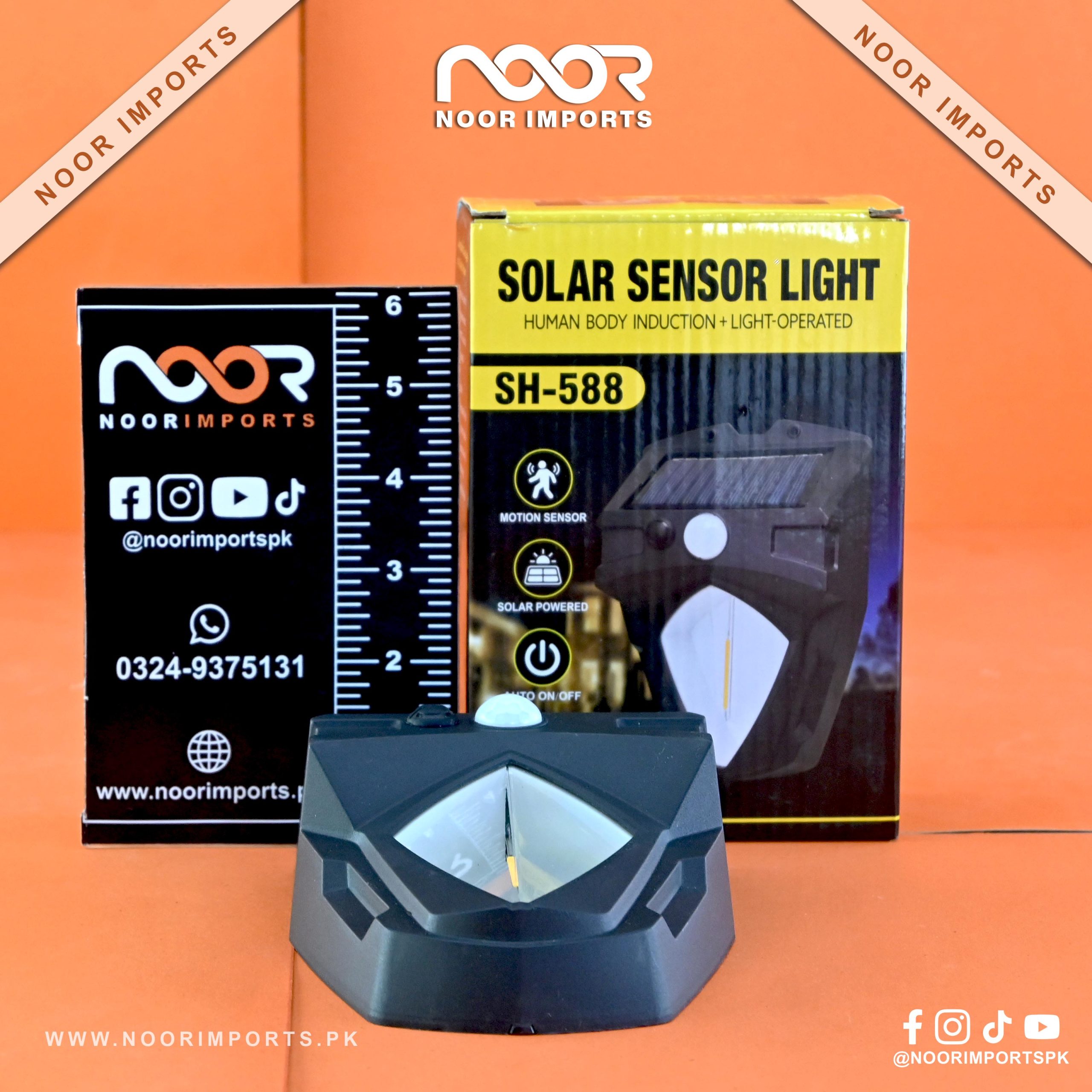 2 Solar Motion Sensor Wall Light SH 588 LED Security Garden Lamp | Noor Imports - Image 1