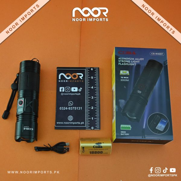 COBA CB-W409T Aluminum Alloy Strong Light Flashlight 3000M Range | Noor Imports