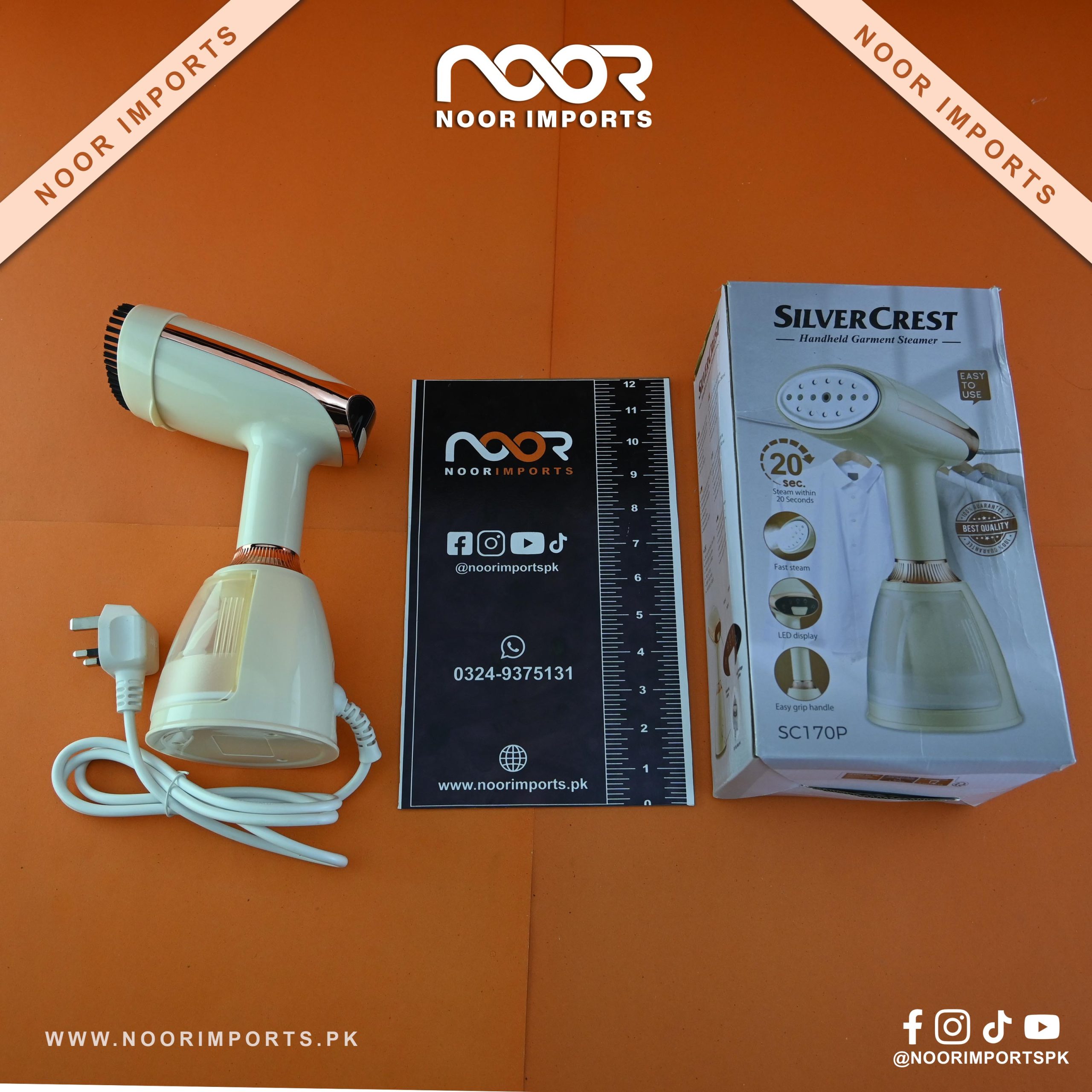 3 Silver Crest SC-170P Garment Handheld Iron Steamer 1600W with LED Display | Noor Imports - Image 1