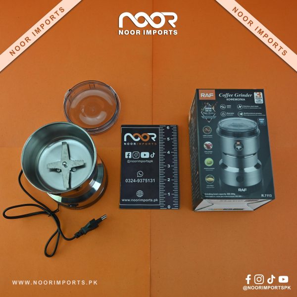 R.7113 Electronic Coffee & Masala Grinder Machine 200–300g Stainless Steel | Noor Imports