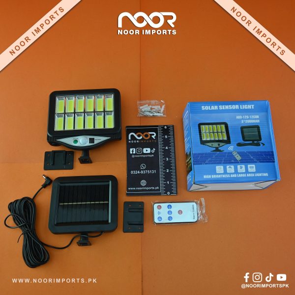 ABD-128 12COB LED Outdoor Solar Light with Motion Sensor Waterproof | Noor Imports