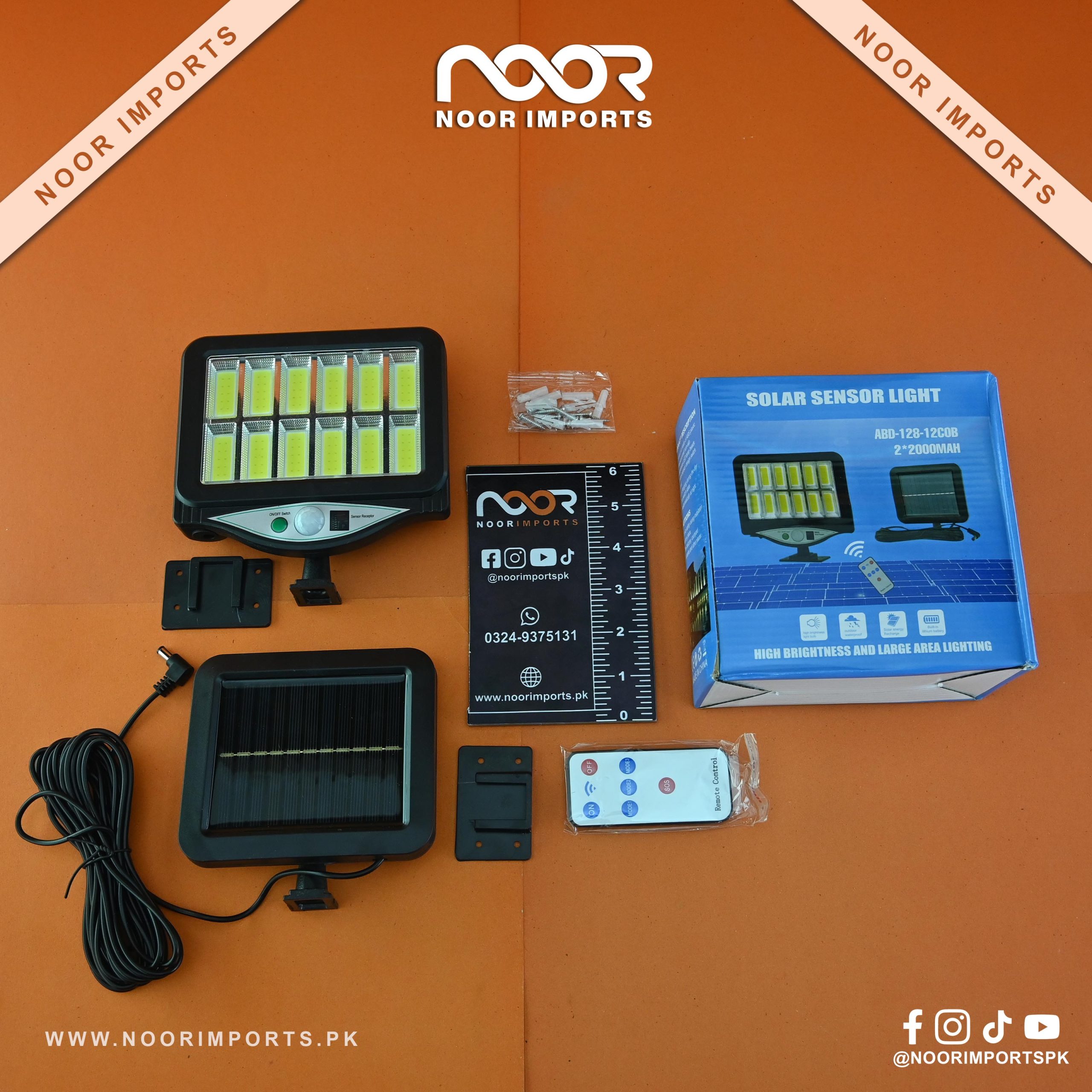 5 ABD-128 12COB LED Outdoor Solar Light with Motion Sensor Waterproof | Noor Imports - Image 1