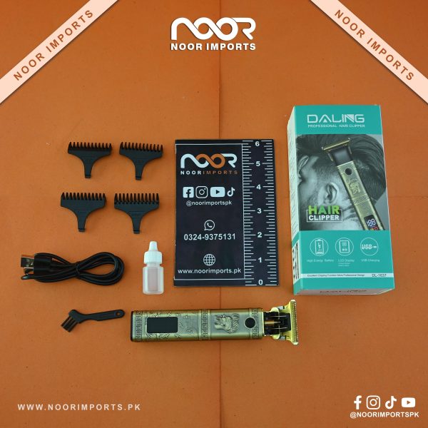 Daling Professional Hair Clipper DL 1637  LCD Display, USB Charging & High Energy Battery  Noor Imports