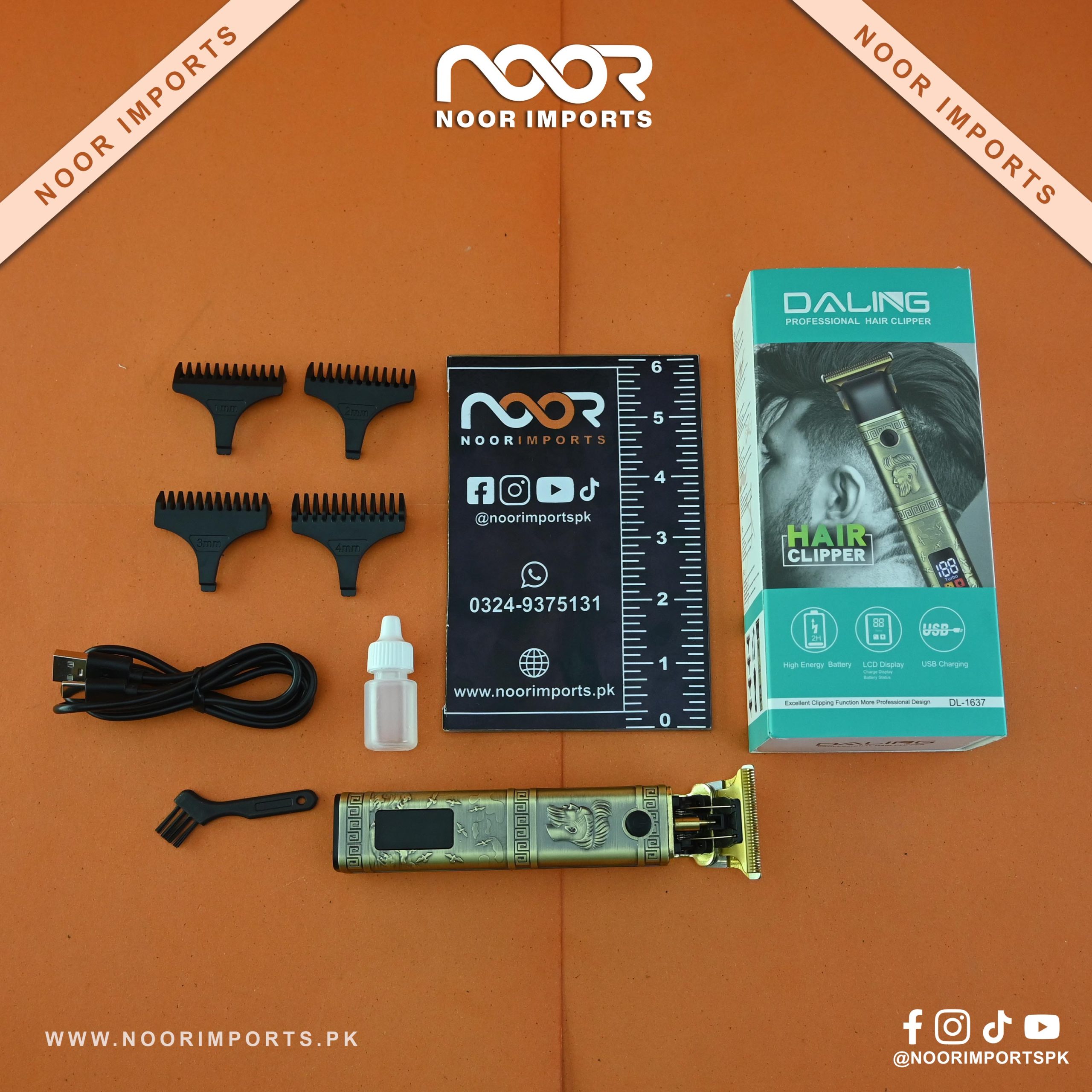 3 Daling Professional Hair Clipper DL 1637 LCD Display, USB Charging & High Energy Battery Noor Imports - Image 1