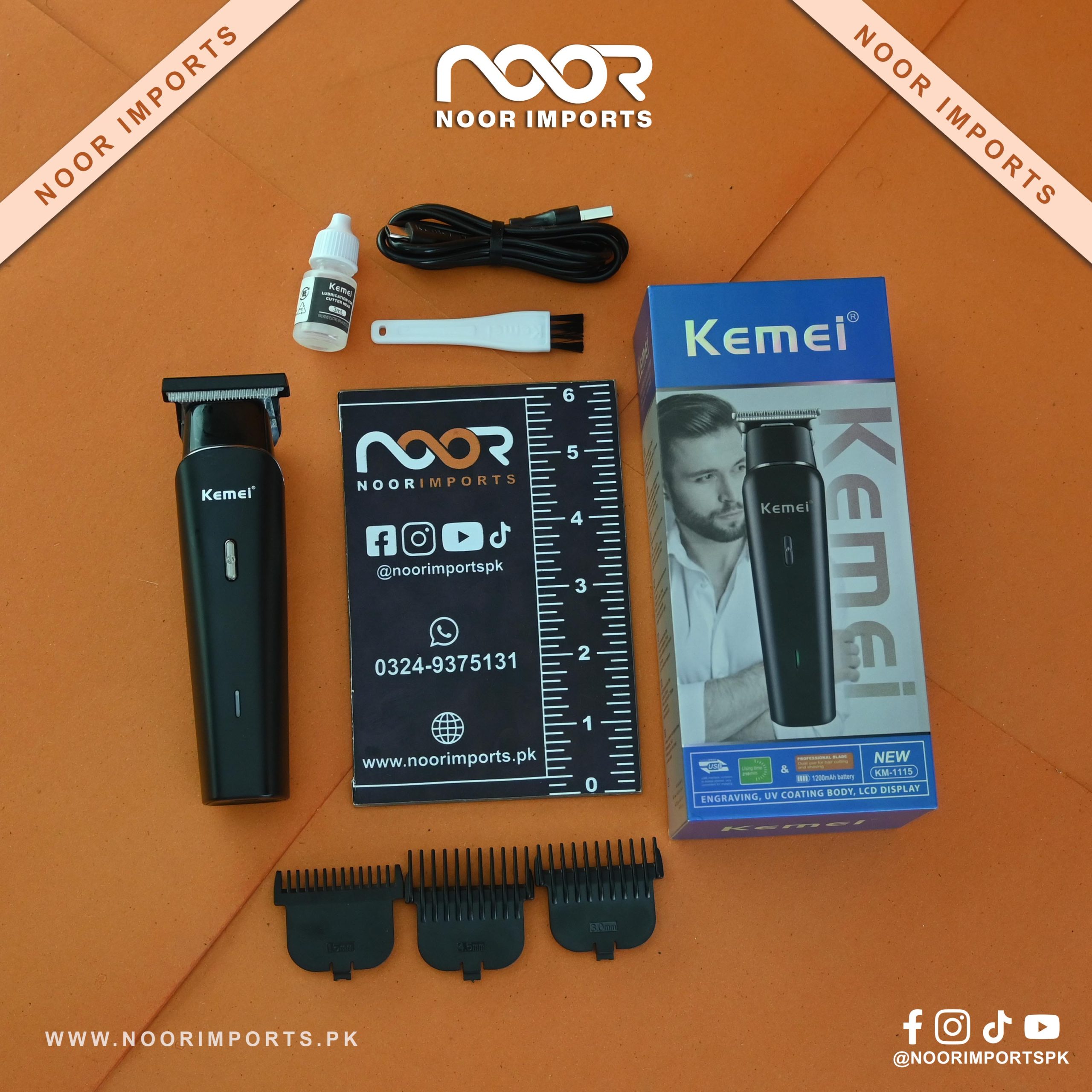 4 Kemei KM-1115 Hair Trimmer Engraved UV Coating Body & LCD Display Noor Imports - Image 1