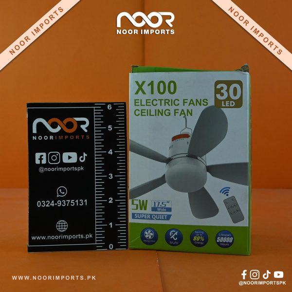 Remote Control X100 Electric Ceiling Fan – 30 LED, 5W, Super Quiet