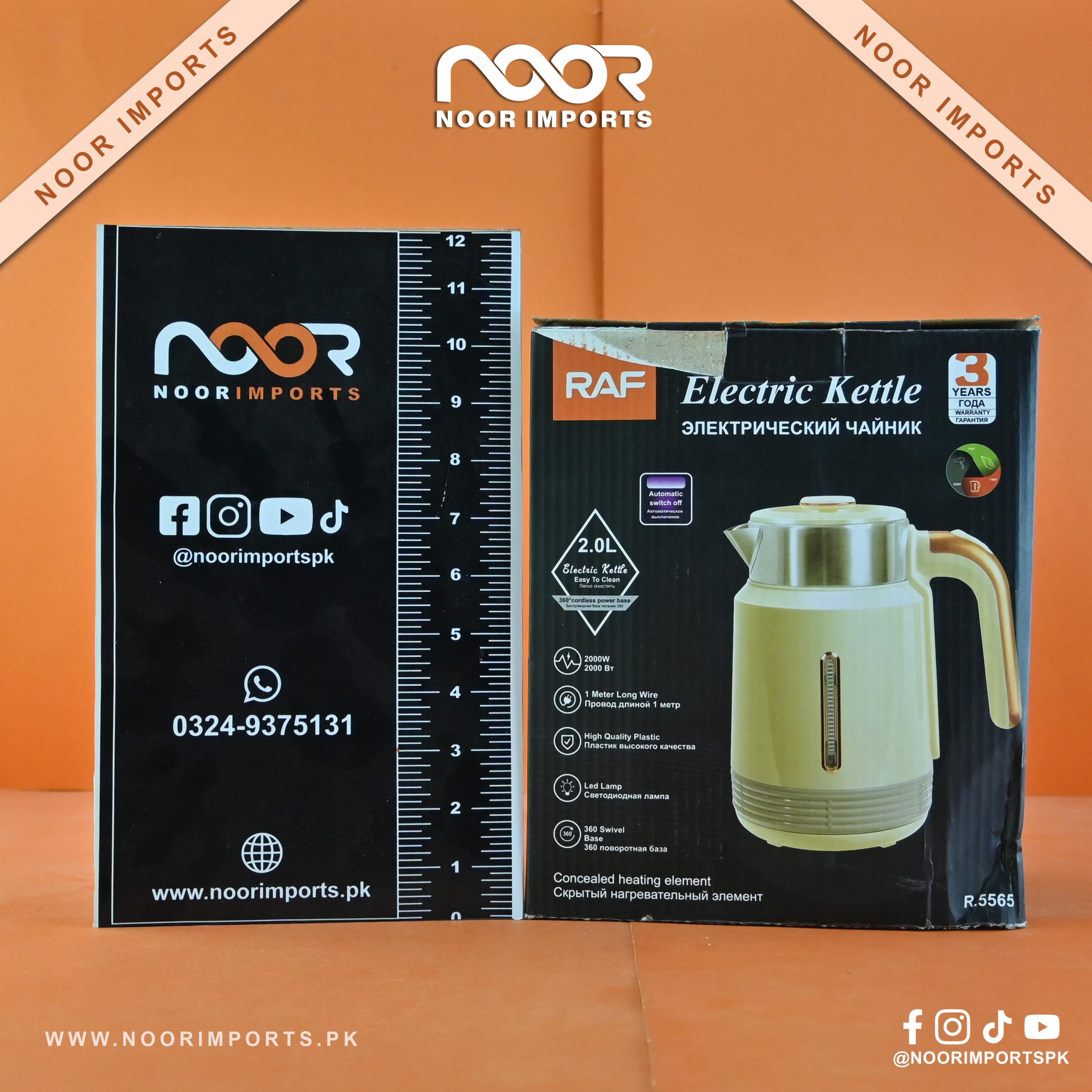 1 RAF 2L Electric Kettle – 2000W Stainless Steel Fast Heating Kettle - Image 1