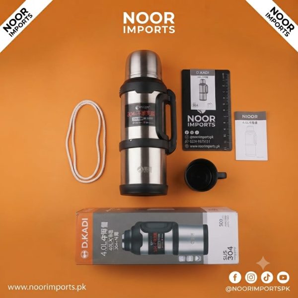 4L Stainless Steel Sports Water Bottle – Double Wall Thermos Flask